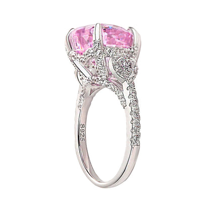 Royal Romantic 5.0 Carat Pink Heart Cut Zircon Engagement Ring In 925 Sterling Silver for Women Item no. HT001