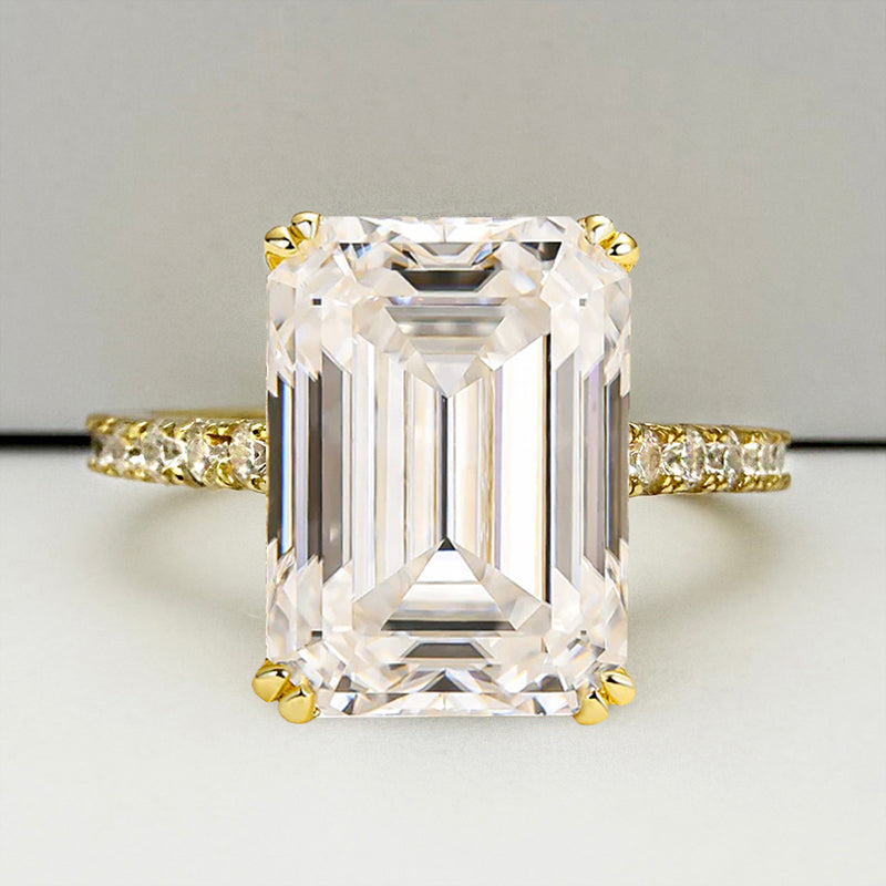 Silver Engagement Ring with 4.5 carat Emerald Cut Cubic Zirconia item no. HT003