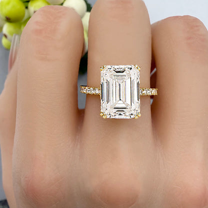 Silver Engagement Ring with 4.5 carat Emerald Cut Cubic Zirconia item no. HT003