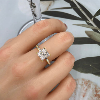 Engagement Ring In Sterling Silver with Sparkle Square Princess Cut Stone For Women item no. HT005