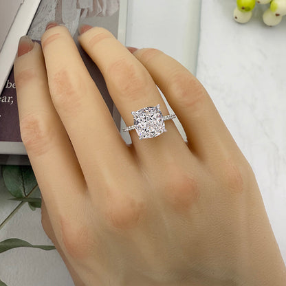 925 Sterling Silver Engagement Ring with 3.5 Carat Pink Cushion Cut Stone Item no. HT006A