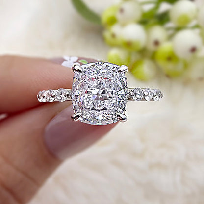 Elegant 2.0 Carat Cushion Cut Engagement Ring In Sterling Silver Item no. HT007