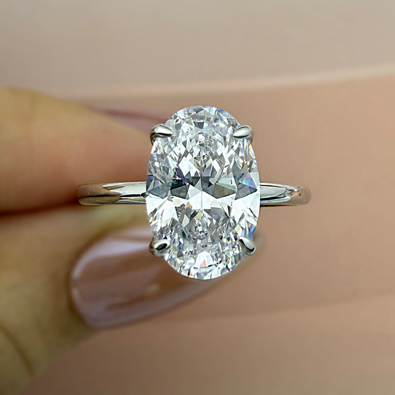 925 Sterling Silver Engagement Ring with 3.5 Carat Oval Cut Zircon item no. HT011A-Clearance Size 5.5 and 7.5