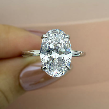 925 Sterling Silver Engagement Ring with 3.5 Carat Oval Cut Zircon item no. HT011A-Clearance Size 5.5 and 7.5