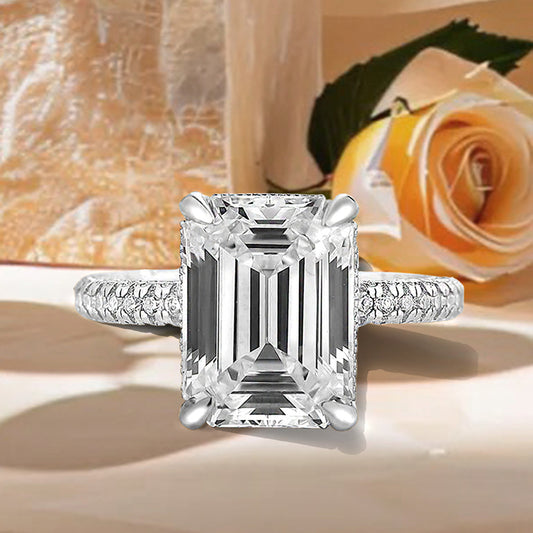 Shinning Emerald Cut Engagement Ring For Women In Sterling Silver Item no. HT014