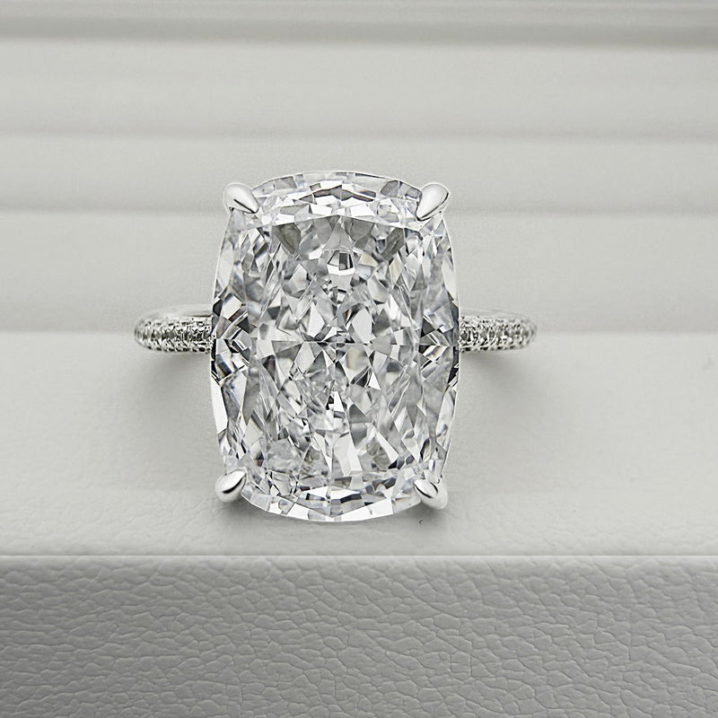 Silver Engagement Ring with 9 Carat Cushion Cut Simulated Diamond Item no. HT020