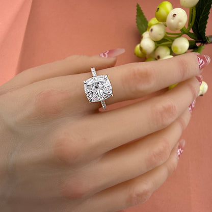 Gorgeous 4.5 Carat  Cushion Cut Women's Engagement Ring In Sterling Silver Item no. HT022