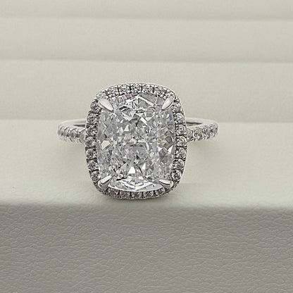 Luxurious Halo Cushion Cut Zircon Stone Engagement Ring In Sterling Silver Item no. HT023A