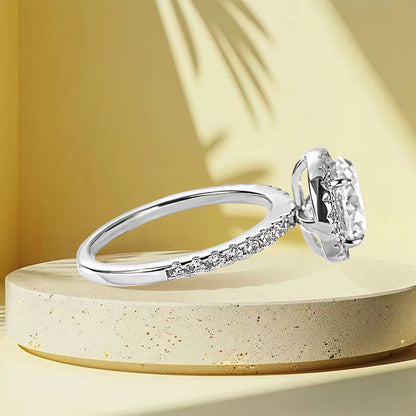 925 Sterling Silver Engagement Ring with 2.0 Carat Classic Halo Round Cut Zircon Item no. HT025A