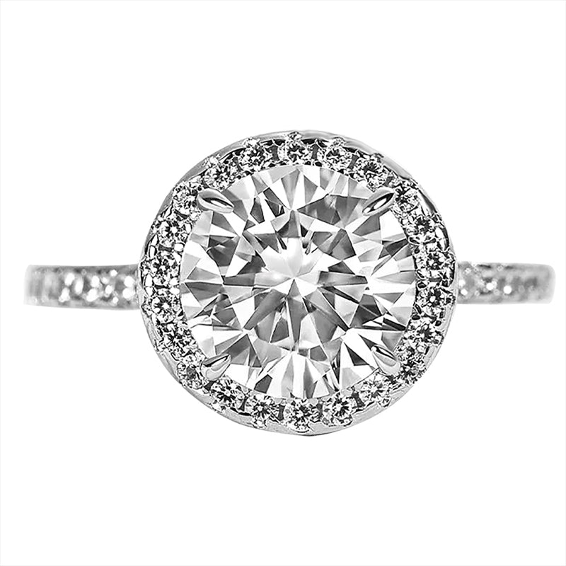 925 Sterling Silver Engagement Ring with 2.0 Carat Classic Halo Round Cut Zircon Item no. HT025A