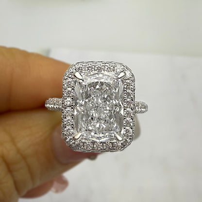 925 Sterling Silver Engagement Ring with 3.5 Carat Cushion Cut Zircon item no. HT034A-Clearance Size 6