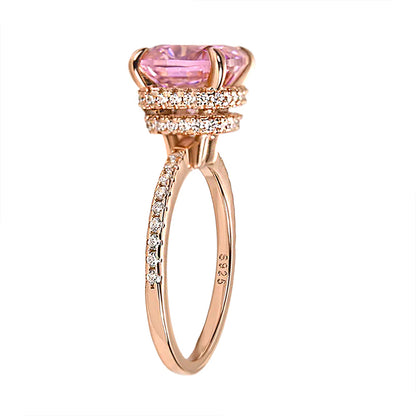 925 Sterling Silver Engagement Ring with 3.5 Carat Pink Cushion Cut Stone Item no. HT006C04