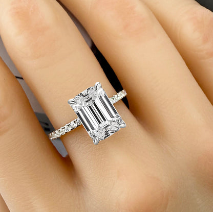 925 Sterling Silver Engagement Ring with 3.3 Carat Classic Emerald Cut Zircon Item no. HT051A