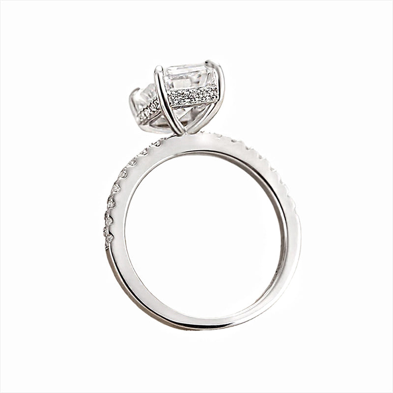 925 Sterling Silver Engagement Ring with 3.3 Carat Classic Emerald Cut Zircon Item no. HT051A