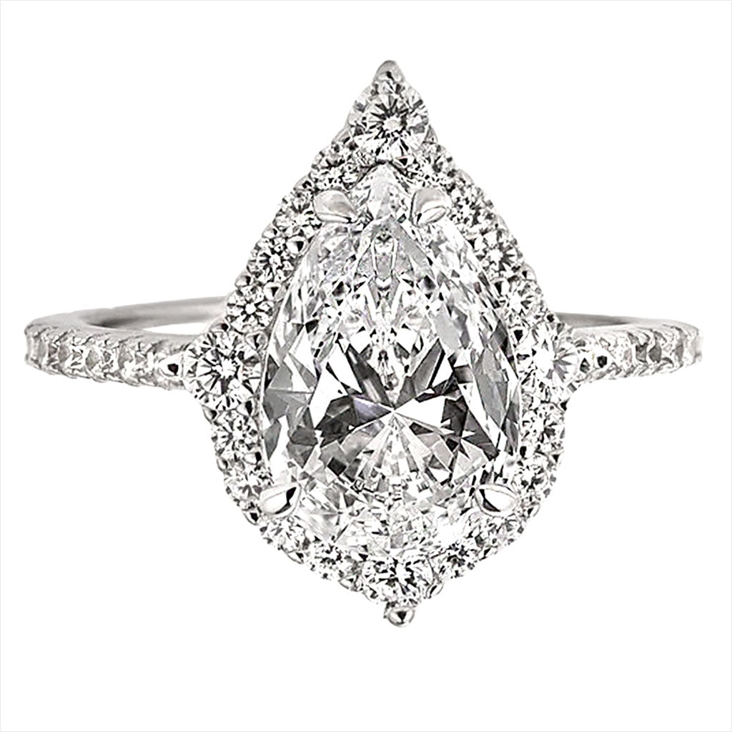 Gorgeous Pear Cut 3.0 carat Stone Engagement Ring In Sterling Silver Item no. HT066