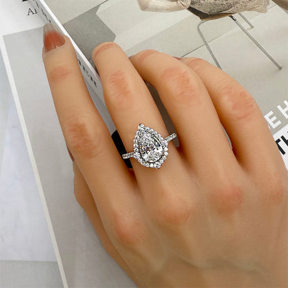 Gorgeous Pear Cut 3.0 carat Stone Engagement Ring In Sterling Silver Item no. HT066