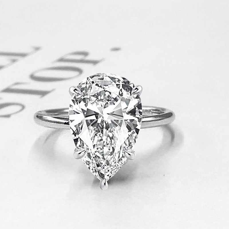 Engagement Ring with Classic 5 Prong 3.5 Carat Pear Cut  Stone For Women item no. HT069