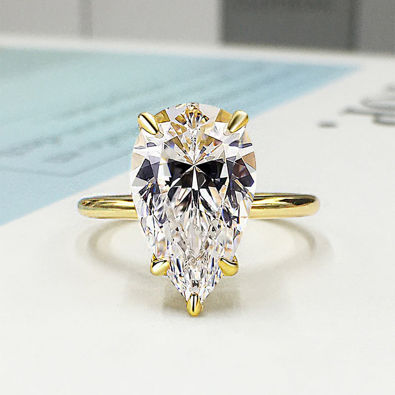 Engagement Ring with Classic 5 Prong 3.5 Carat Pear Cut  Stone For Women item no. HT069