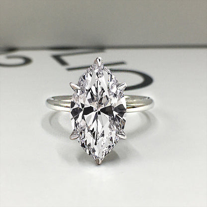 Unique Marquise Cut 3.5 Carat Zircon Engagement Ring In Sterling Silver Item no. HT080