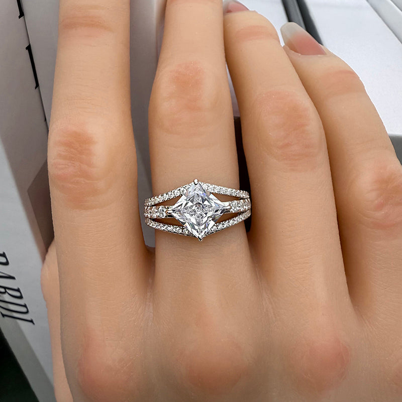 3 Rings Engagement Ring with Exquisite Princess Cut Ziron for Women Item no. HT099A