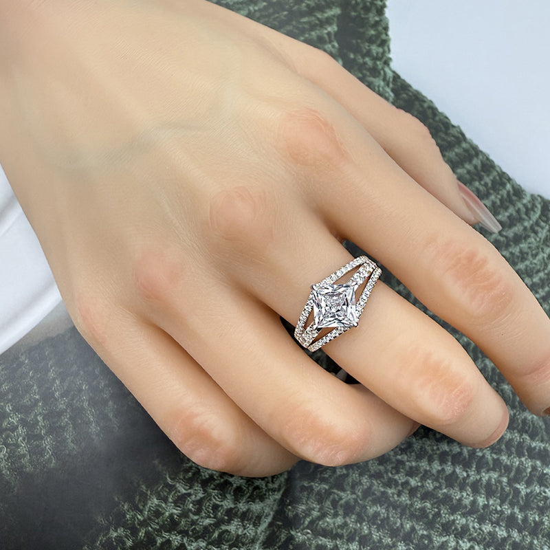 3 Rings Engagement Ring with Exquisite Princess Cut Ziron for Women Item no. HT099A