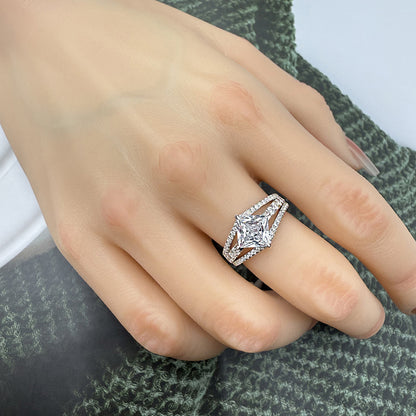 3 Rings Engagement Ring with Exquisite Princess Cut Ziron for Women Item no. HT099A