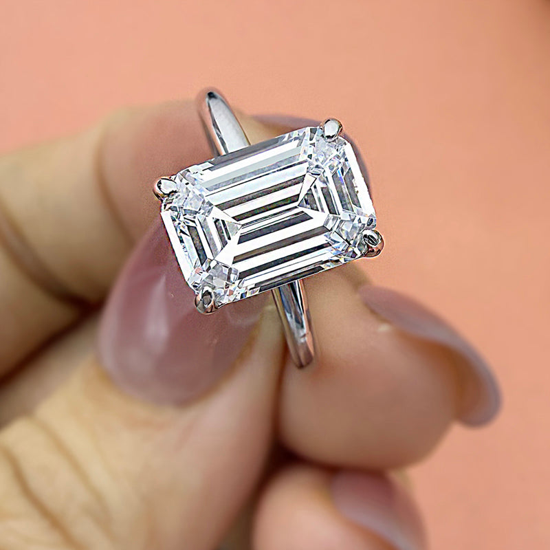 Emerald Cut 3.5 Carat Engagement Ring in 925 Sterling Silver For Women Item no. HT135