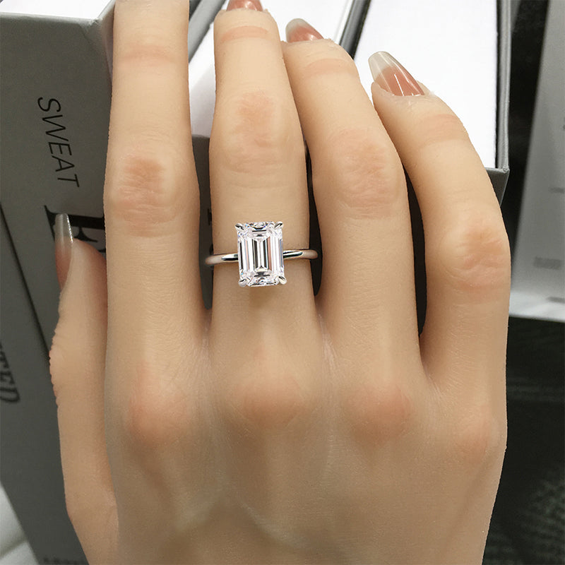 Emerald Cut 3.5 Carat Engagement Ring in 925 Sterling Silver For Women Item no. HT135