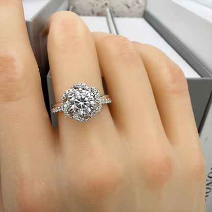 Twist Flower Design Engagement Ring with 1.0 Carat Zircon Item no. HT150A