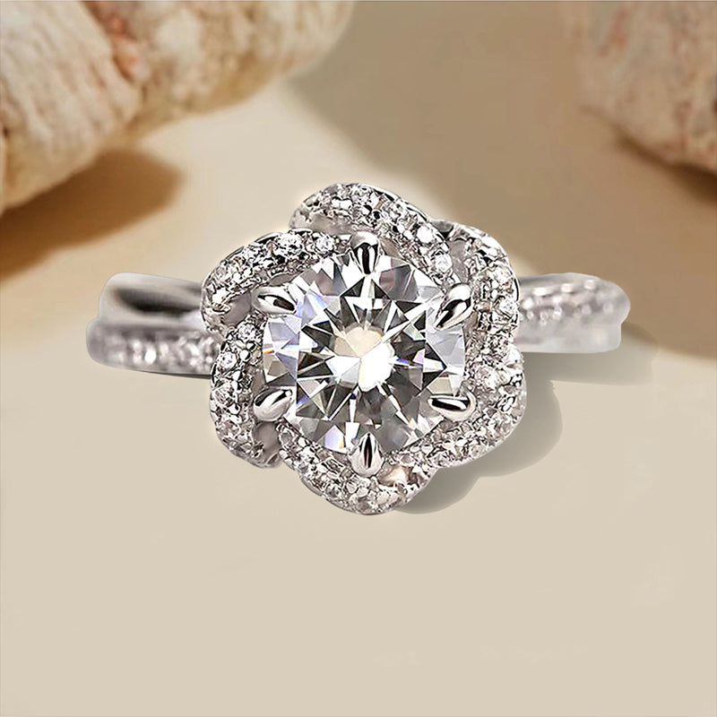 Twist Flower Design Engagement Ring with 1.0 Carat Zircon Item no. HT150A