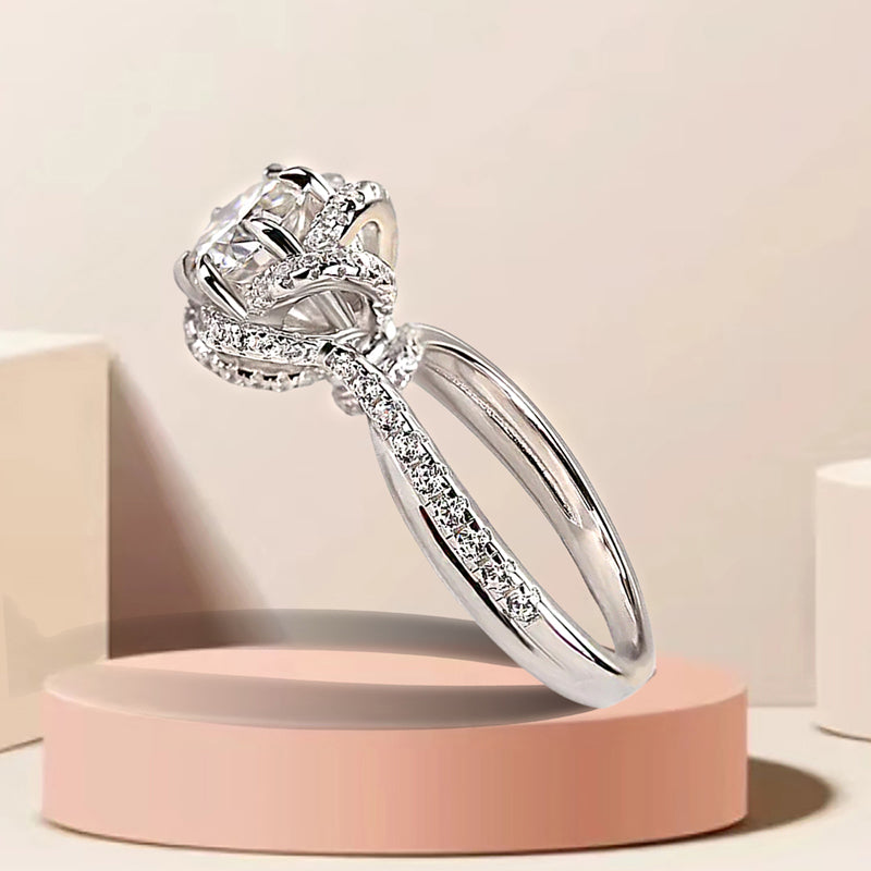 Twist Flower Design Engagement Ring with 1.0 Carat Zircon Item no. HT150A