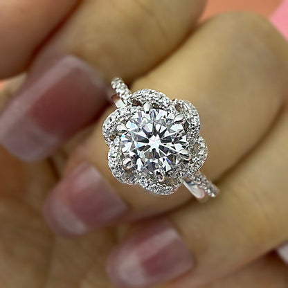 Twist Flower Design Engagement Ring with 1.0 Carat Zircon Item no. HT150A