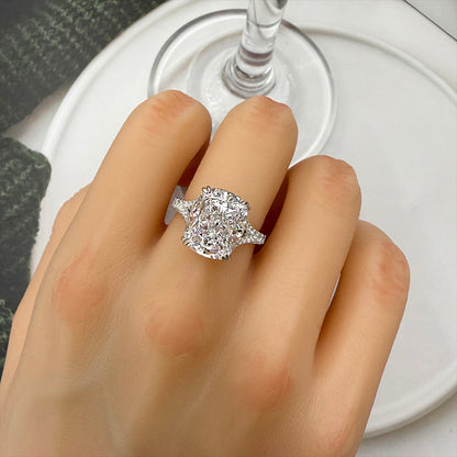 Classic Crushed Ice Cushion Cut 7.0 Carat Zinc Engagement Ring Item no. HT158A