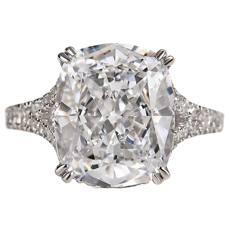 Classic Crushed Ice Cushion Cut 7.0 Carat Zinc Engagement Ring Item no. HT158A