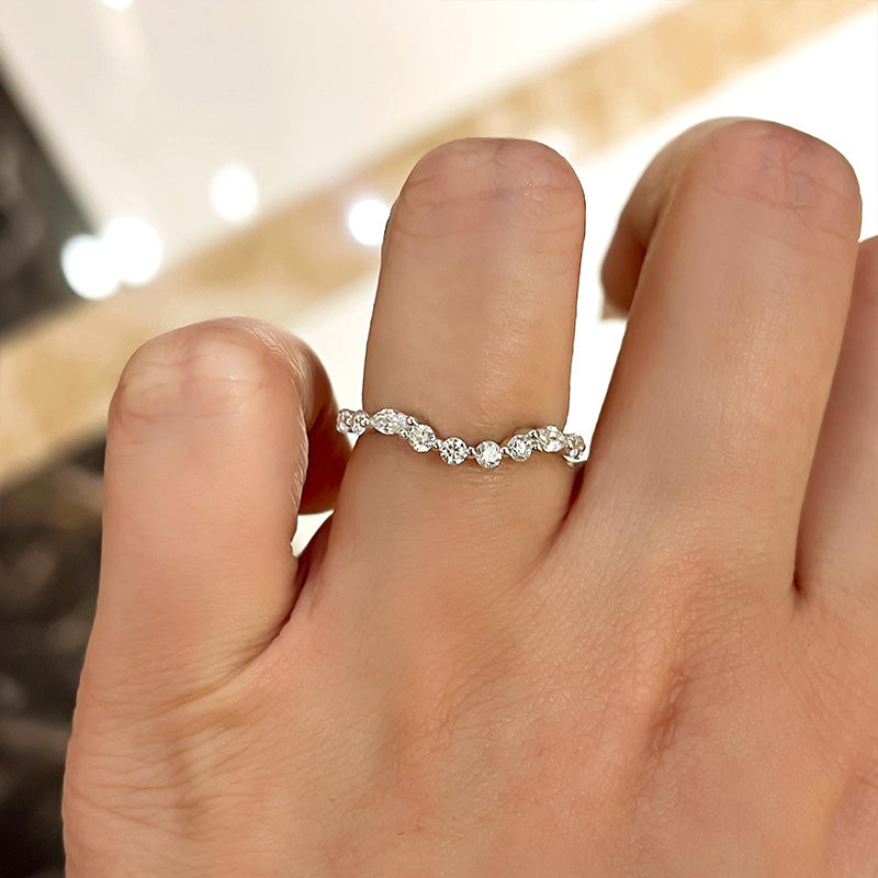 1.5Ct Mixed Cut Diamond Band 925 Silver White Gold
