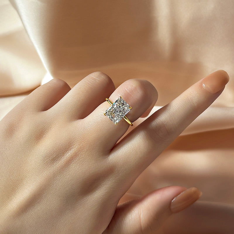 5 Carat Radiant Cut Engagement Ring White Gold Plated