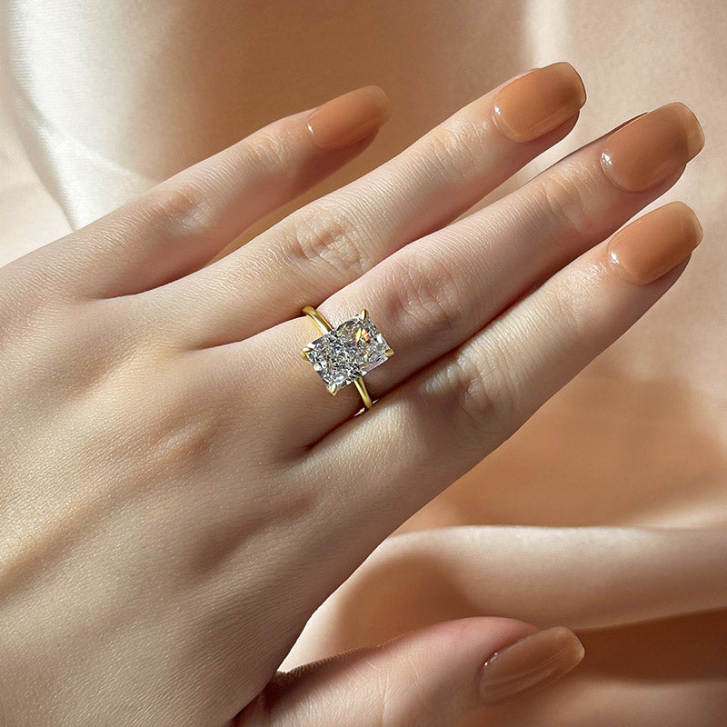 5 Carat Radiant Cut Engagement Ring White Gold Plated