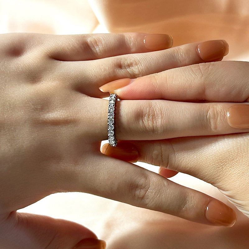 2.0Ct Simulated Diamond Sterling Silver Band Ring 18K White Gold
