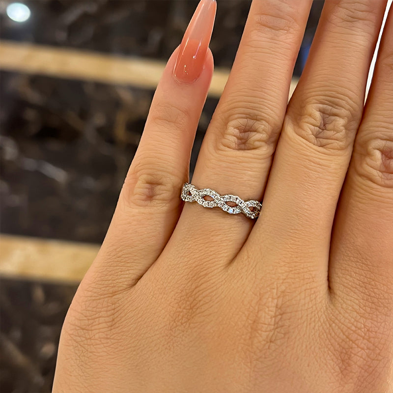0.5Ct Round White Sapphire Band 925 Silver White Gold