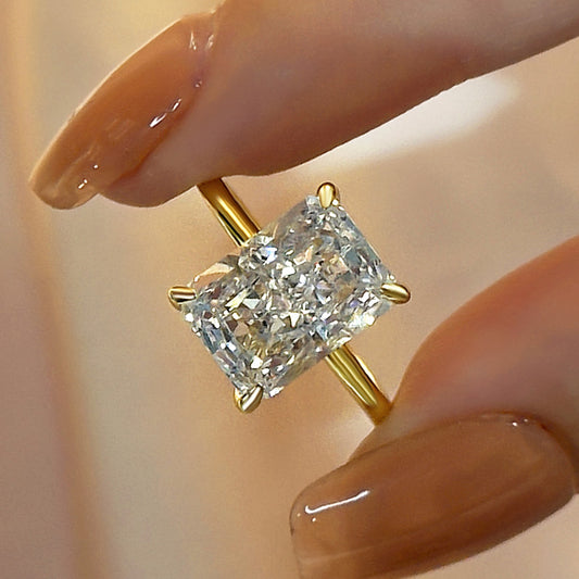 5 Carat Radiant Cut Engagement Ring White Gold Plated