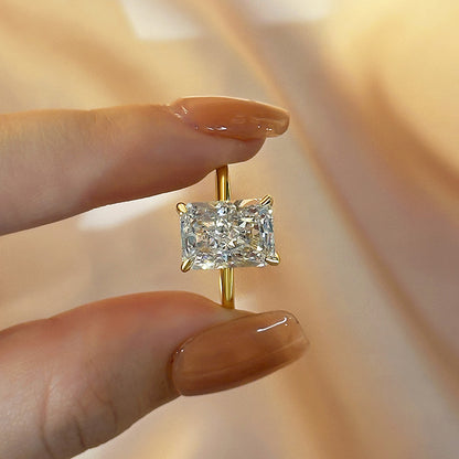 5 Carat Radiant Cut Engagement Ring White Gold Plated