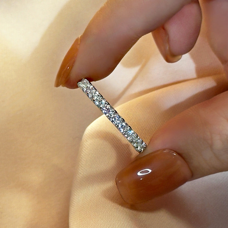 2.0Ct Simulated Diamond Sterling Silver Band Ring 18K White Gold