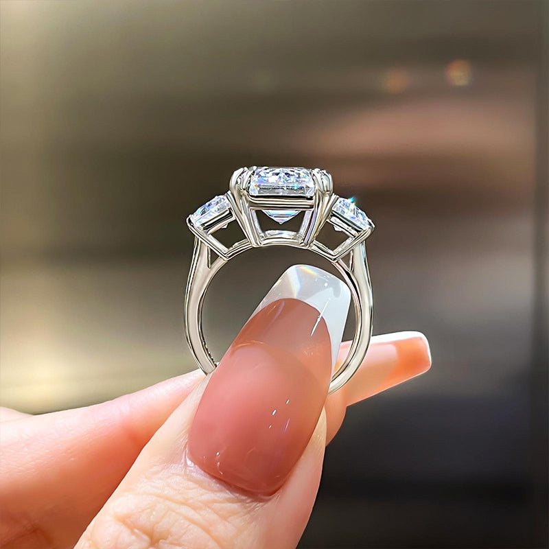 7 Carat Emerald Cut Three Stone Engagement Ring