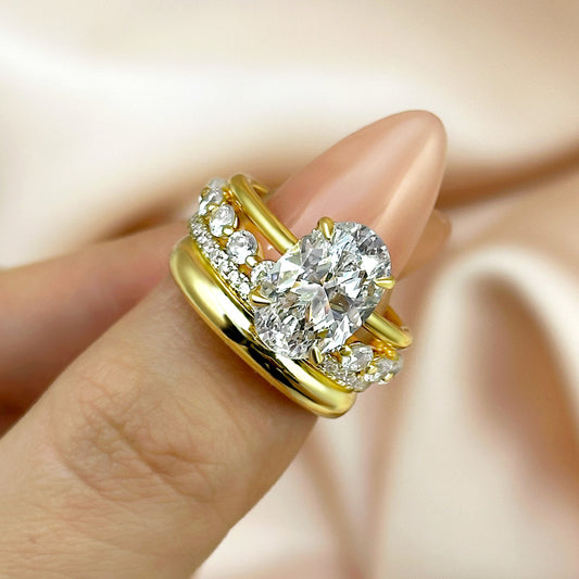 4Ct Oval Platinum Plated Diamond Ring 925 Silver Gold