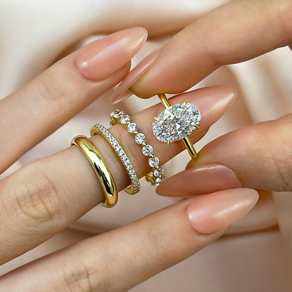4Ct Oval Platinum Plated Diamond Ring 925 Silver Gold