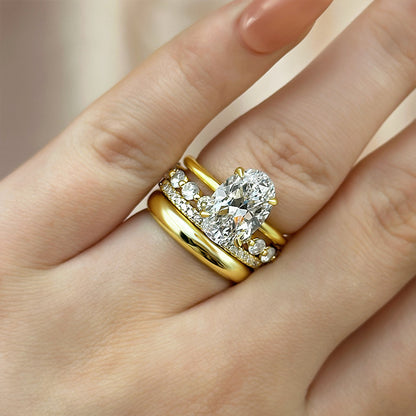 4Ct Oval Platinum Plated Diamond Ring 925 Silver Gold