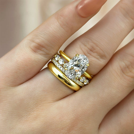 4Ct Oval Platinum Plated Diamond Ring 925 Silver Gold