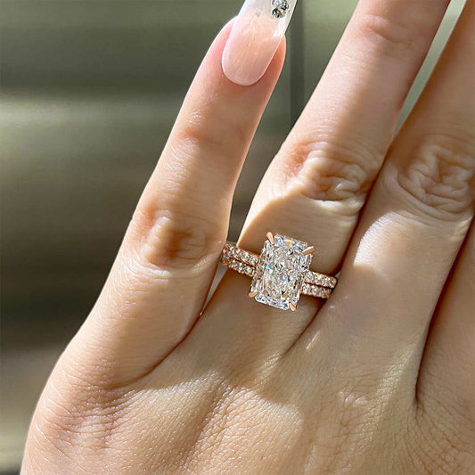 3.5Ct Radiant Cut Wedding Set 925 Silver Three Gold Options