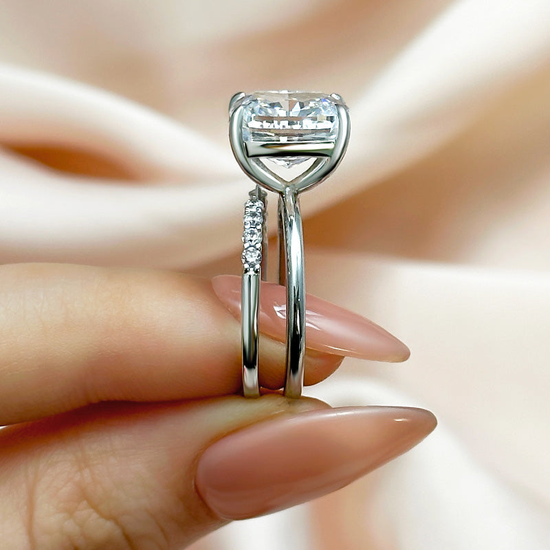 6Ct Cushion Cut Simulated Diamond Open Band Set