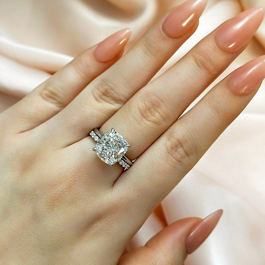 6Ct Cushion Cut Simulated Diamond Open Band Set